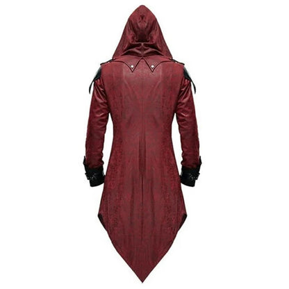 Assassin Cosplay Medieval Man Costume Streetwear Hooded Jackets Outwear Costume Edward Creed Halloween Dress Up Outfit Party