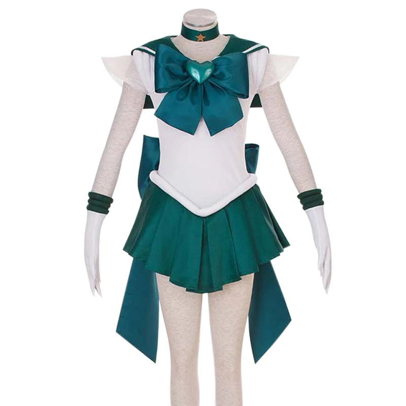 Athemis Sailor Kaiou Michiru Sailor Neptune SuperS Anime Cosplay Costume Dress Gloves Brooch Headband Bows Custom Made