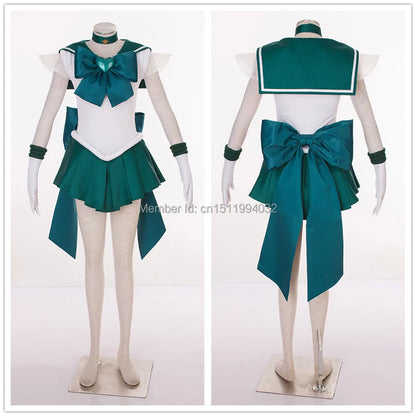 Athemis Sailor Kaiou Michiru Sailor Neptune SuperS Anime Cosplay Costume Dress Gloves Brooch Headband Bows Custom Made