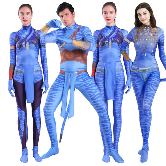 Avatar Costume Women and Men Couple Costumes Family Kids Bobysuit Cosplay Jumpsuit Alien the Way of Water Christmas Halloween