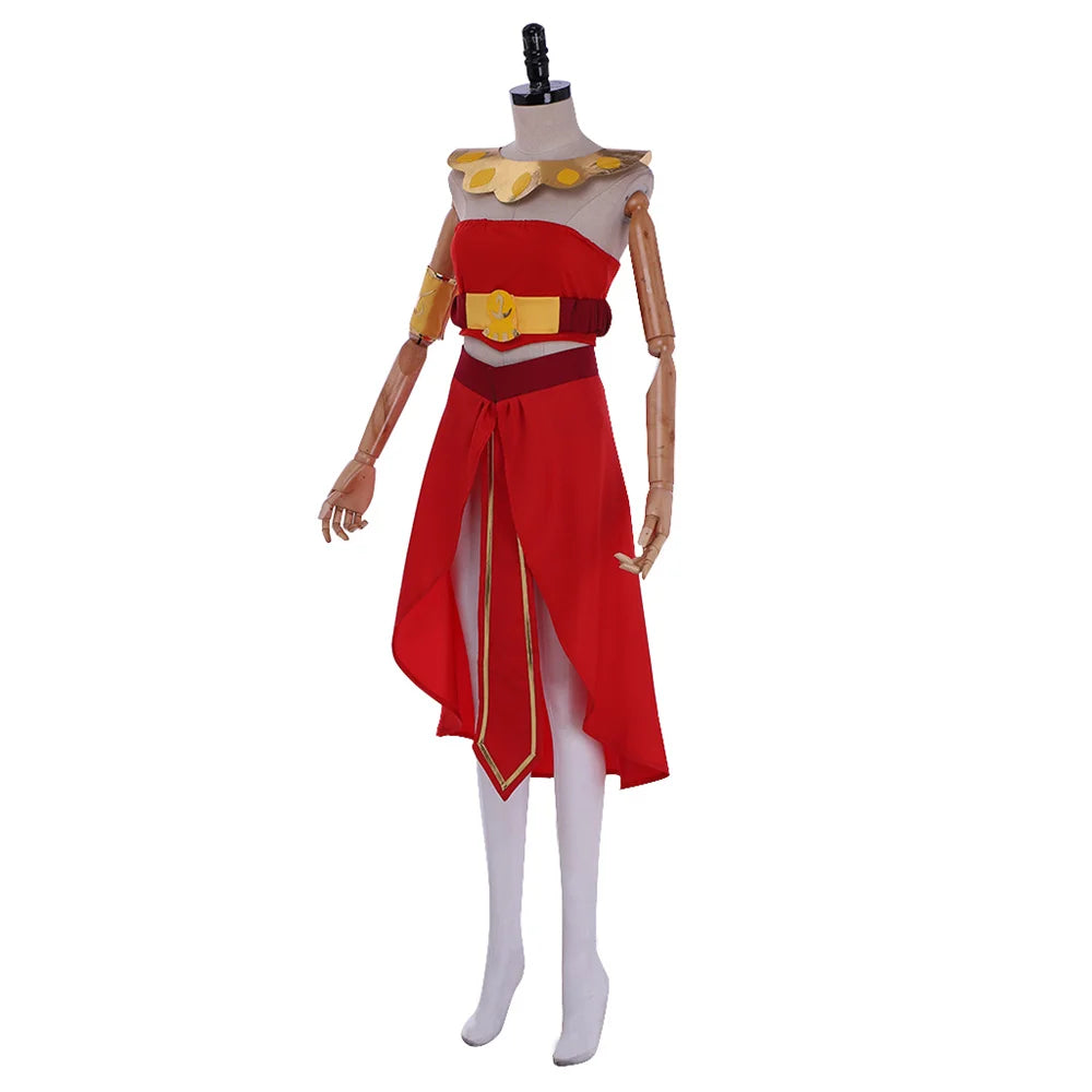 Avatar The Last Airbender Azula Cosplay Costume Adult Women Sexy Red Strapless Tube Top Slit Skirt Suits Halloween Party Dress