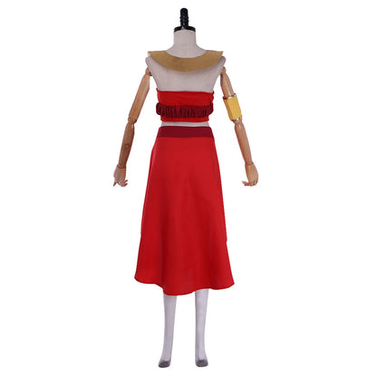 Avatar The Last Airbender Azula Cosplay Costume Adult Women Sexy Red Strapless Tube Top Slit Skirt Suits Halloween Party Dress