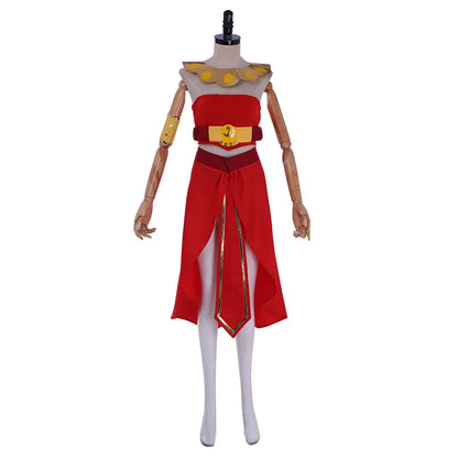 Avatar The Last Airbender Azula Cosplay Costume Adult Women Sexy Red Strapless Tube Top Slit Skirt Suits Halloween Party Dress