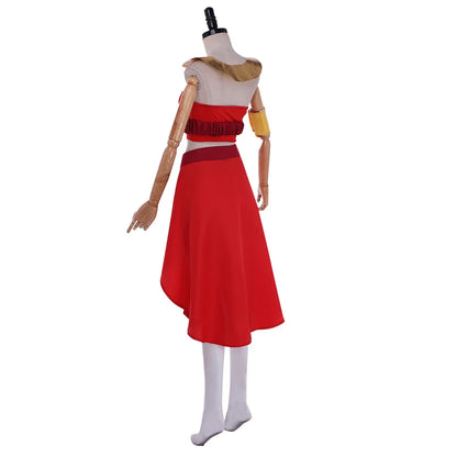 Avatar The Last Airbender Azula Cosplay Costume Adult Women Sexy Red Strapless Tube Top Slit Skirt Suits Halloween Party Dress