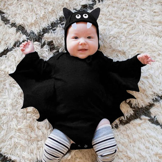 Baby Bat Costume My 1st Halloween Outfit Newborn Baby Boy Girl Costume Black Bat Long Sleeve Romper Bodysuit With Hats