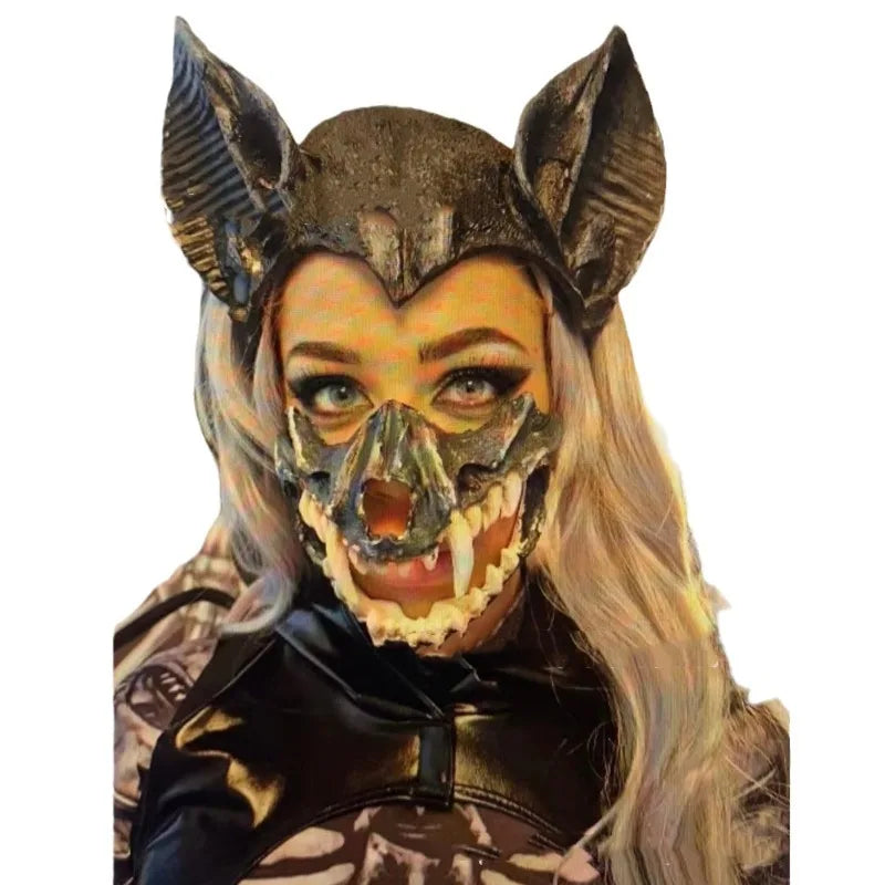Batgirl Mask Soft PU Cosplay Skeleton Mask Fancy Dress Scary Mask Bat Headdress Masquerade Carnaval Dress Up Costume Props