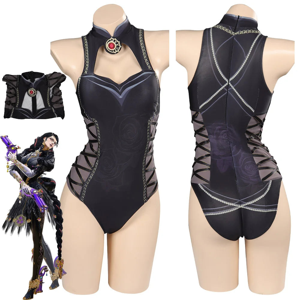 Bayonetta Cosplay Swimsuit Costume Summer Women Bikini Game Roleplay Fantasia Outfits Beach Sexy Swimwear Women Girls Set Suit