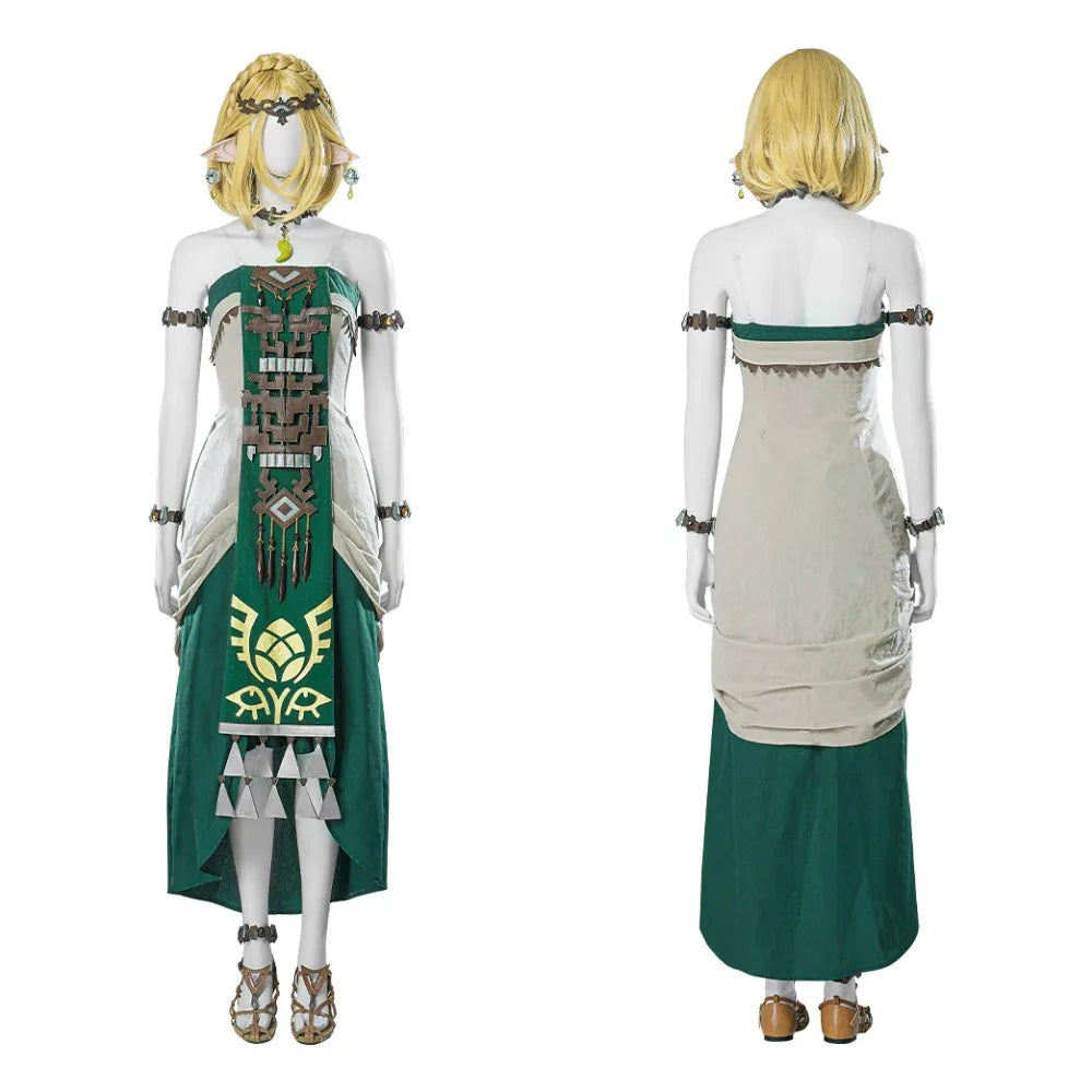 Beautiful Princess Long Dress Disguise Princess Cosplay Zelda Costume Fantasy and Accessories Outfit Halloween Costume for Woman