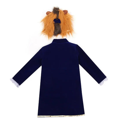 Beauty and The Beast Anime Jacket Robe Halloween Cosplay Tops Boys Party Gifts with Wigs Bows