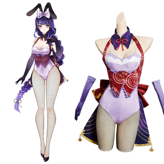 Beelzebul Raiden Shogun Cosplay Costume Game Genshin Impact Bunny Girl Jumpsuit Outfits Halloween Carnival Suit