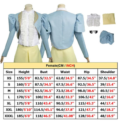 Bella Baxter Cosplay Costume Movie Poor Cos Thing Fantasia Blue Coat Yellow Skirt Outfit Halloween Carnival Party Suit For Adult