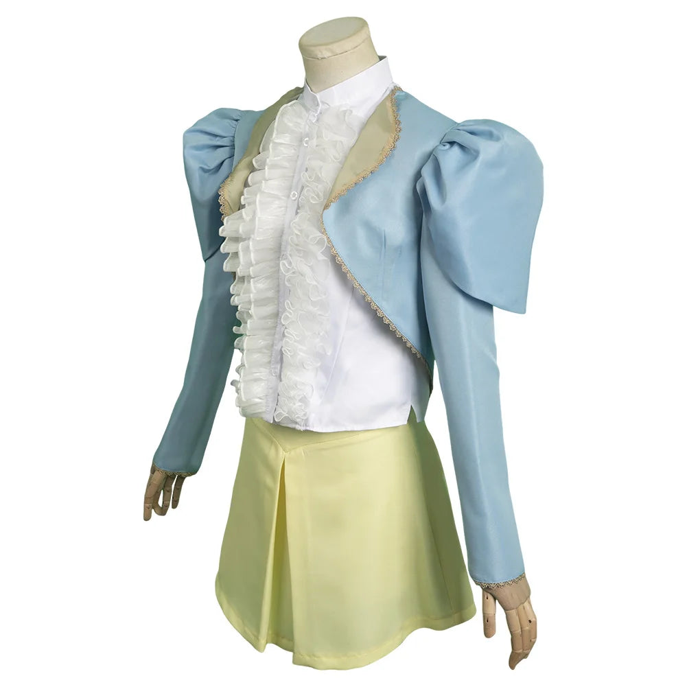 Bella Baxter Cosplay Costume Movie Poor Cos Thing Fantasia Blue Coat Yellow Skirt Outfit Halloween Carnival Party Suit For Adult