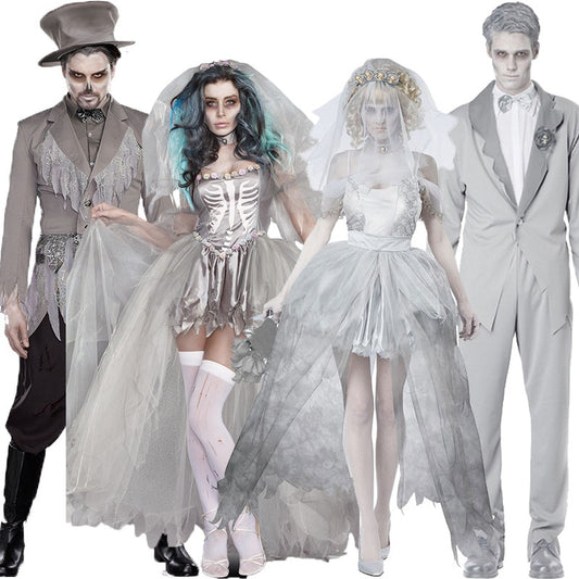 Best Made Women Halloween Zombie Bride Ghost Costumes Zombie Groom Costume Men Couple's Halloween Clothes