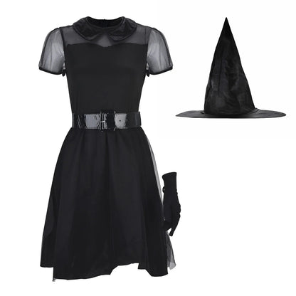 Black Gothic Witch Costume For Adult Women Purim Cos Party Wizards Fancy Dress Halloween Costumes For Women