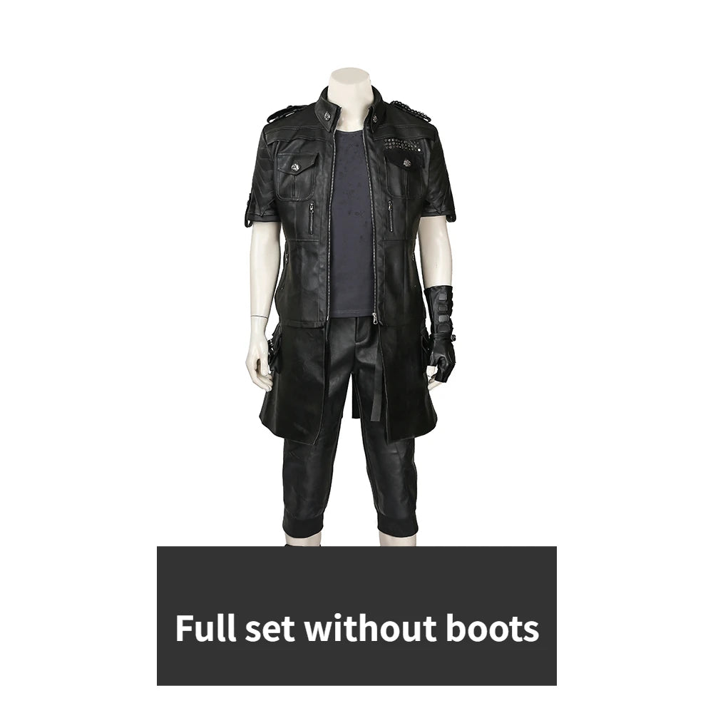 Black Leather Noctis Lucis Costumes Disguise Fantasy Lucis Cosplay Costume Adult Men Halloween Outfit for Man