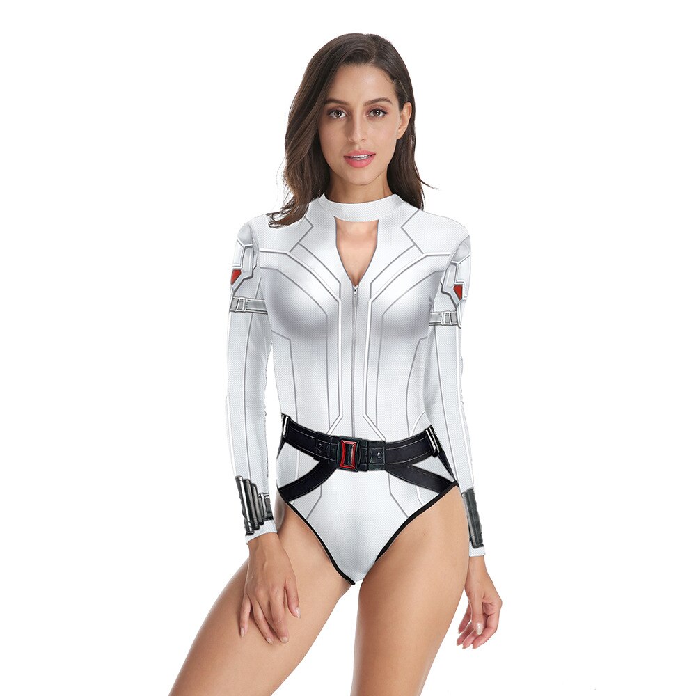 Black Women Cosplay Costume for Women  Widow Geek Girls Suit,Bodysuit Adults,Long Sleeve Bikini