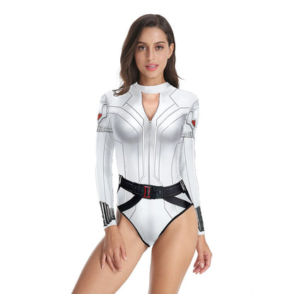 Black Women Cosplay Costume for Women  Widow Geek Girls Suit,Bodysuit Adults,Long Sleeve Bikini