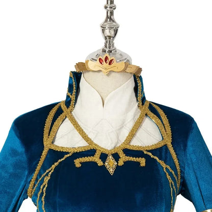 Blue Velvet Zelda Princess Cosplay Costume Dress with Top Skirt and Wig Custom Size Full Set