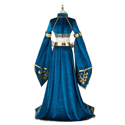 Blue Velvet Zelda Princess Cosplay Costume Dress with Top Skirt and Wig Custom Size Full Set