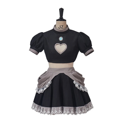 Bowsette Princess Cosplay Bowser Peach Saber Lily Costume Sexy Black Crop Top Skirts Set Women Halloween Party Costumes