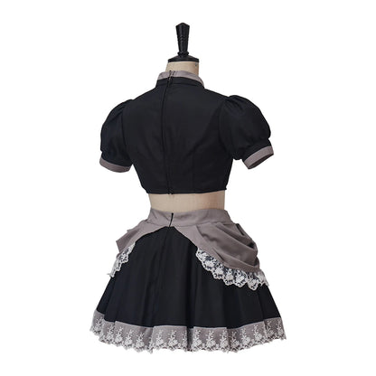 Bowsette Princess Cosplay Bowser Peach Saber Lily Costume Sexy Black Crop Top Skirts Set Women Halloween Party Costumes