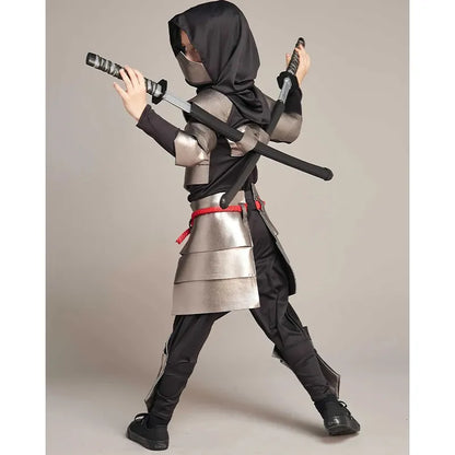 Boys Classic Silver Halloween Cosplay Dragon Ninja Costume for Kids