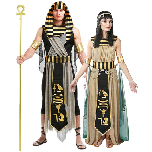 Carnival Halloween Pharaoh Cleopatra Couples Egypt Egyptian Queen Costume Myth Goddess Role Play Cosplay Party Dress Adult