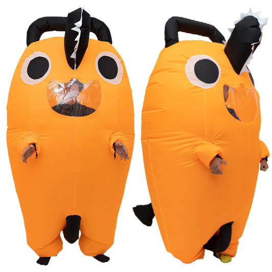 Chainsaw Man Pochita Costume Inflatable Suit for Adult Men Women Anime Cosplay Halloween Carnival Mascot Denji Dog Orange Manga