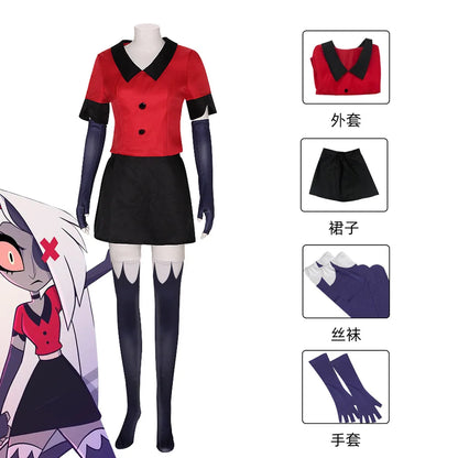 Charlie Morningstar Vaggie Cosplay Hazbin Cos Hotel Fantasia Costume Disguise Adult Women Uniform Dress Halloween Suit