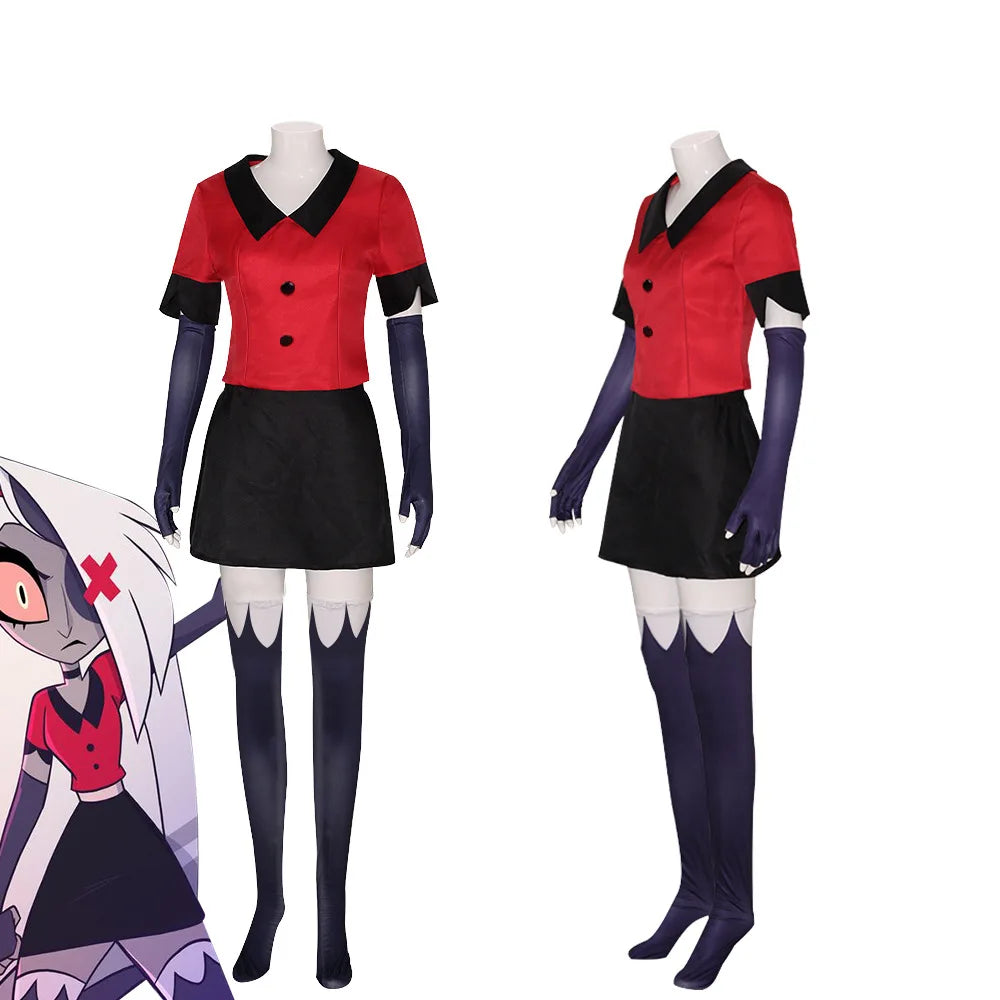 Charlie Morningstar Vaggie Cosplay Hazbin Cos Hotel Fantasia Costume Disguise Adult Women Uniform Dress Halloween Suit