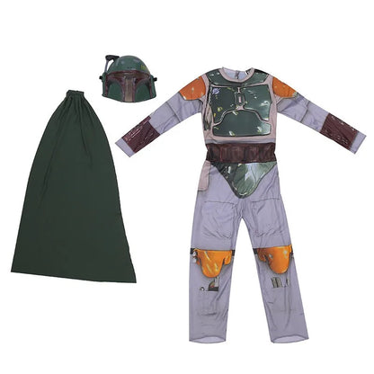 Child Boy Bounty Hunter Boba Fett Cosplay Kids Fancy-dress Halloween Carnival Cosplay Costume