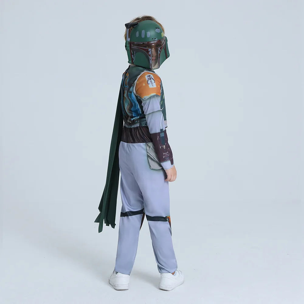 Child Boy Bounty Hunter Boba Fett Cosplay Kids Fancy-dress Halloween Carnival Cosplay Costume