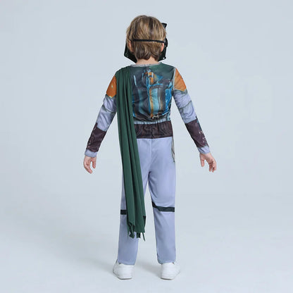 Child Boy Bounty Hunter Boba Fett Cosplay Kids Fancy-dress Halloween Carnival Cosplay Costume