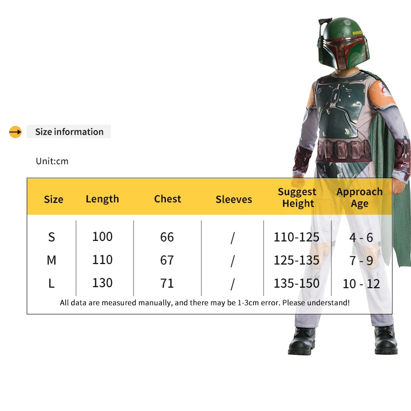 Child Boy Bounty Hunter Boba Fett Cosplay Kids Fancy-dress Halloween Carnival Cosplay Costume