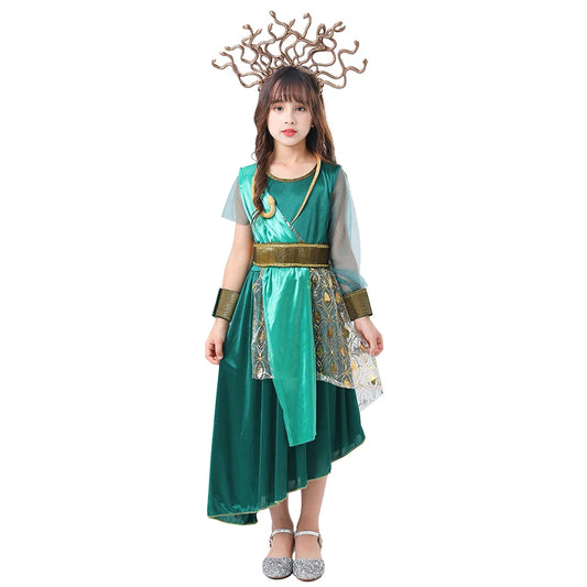 Child Girl The Gorgon Medusa Ancient Greek Mythological Cosplay Princess Costume Kids Performance Fancy Dress Halloween Party