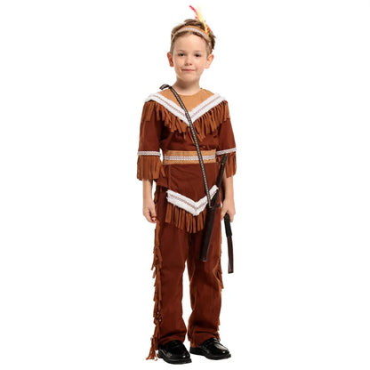 Children's Halloween Indian Princess Costume Pocahontas Hunter Costume Puritan Party Carnival Fancy Dress Up