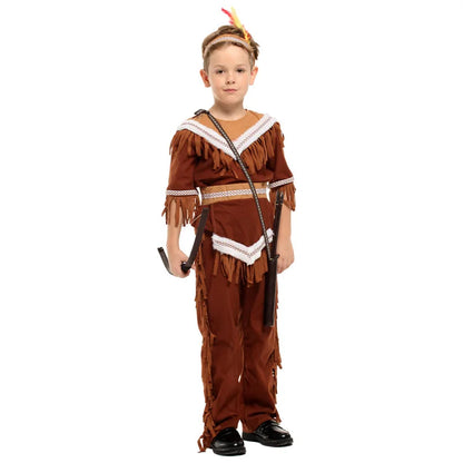 Children's Halloween Indian Princess Costume Pocahontas Hunter Costume Puritan Party Carnival Fancy Dress Up