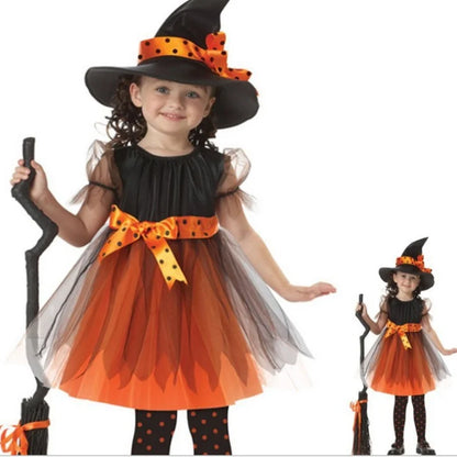 Children's Role-playing Witch Costumes Baby Girls Halloween Costumes Cosplay Costumes Kids Dress Performance Costumes