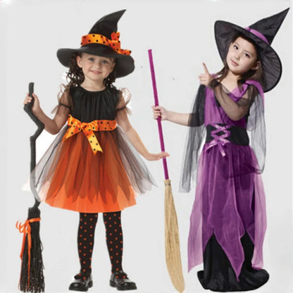 Children's Role-playing Witch Costumes Baby Girls Halloween Costumes Cosplay Costumes Kids Dress Performance Costumes