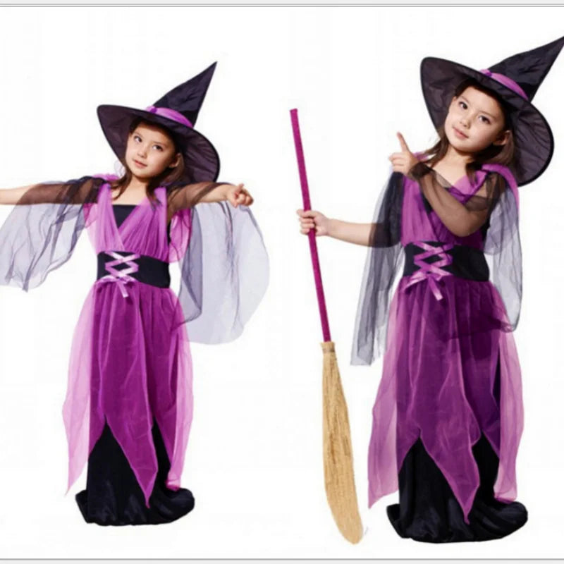 Children's Role-playing Witch Costumes Baby Girls Halloween Costumes Cosplay Costumes Kids Dress Performance Costumes