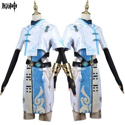 Chongyun Cosplay Genshin Impact Costume Uniform Outfit Cosplay Chun Yun Wig Halloween Party Fancy Dress for Men Women Anime Game