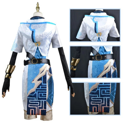 Chongyun Cosplay Genshin Impact Costume Uniform Outfit Cosplay Chun Yun Wig Halloween Party Fancy Dress for Men Women Anime Game