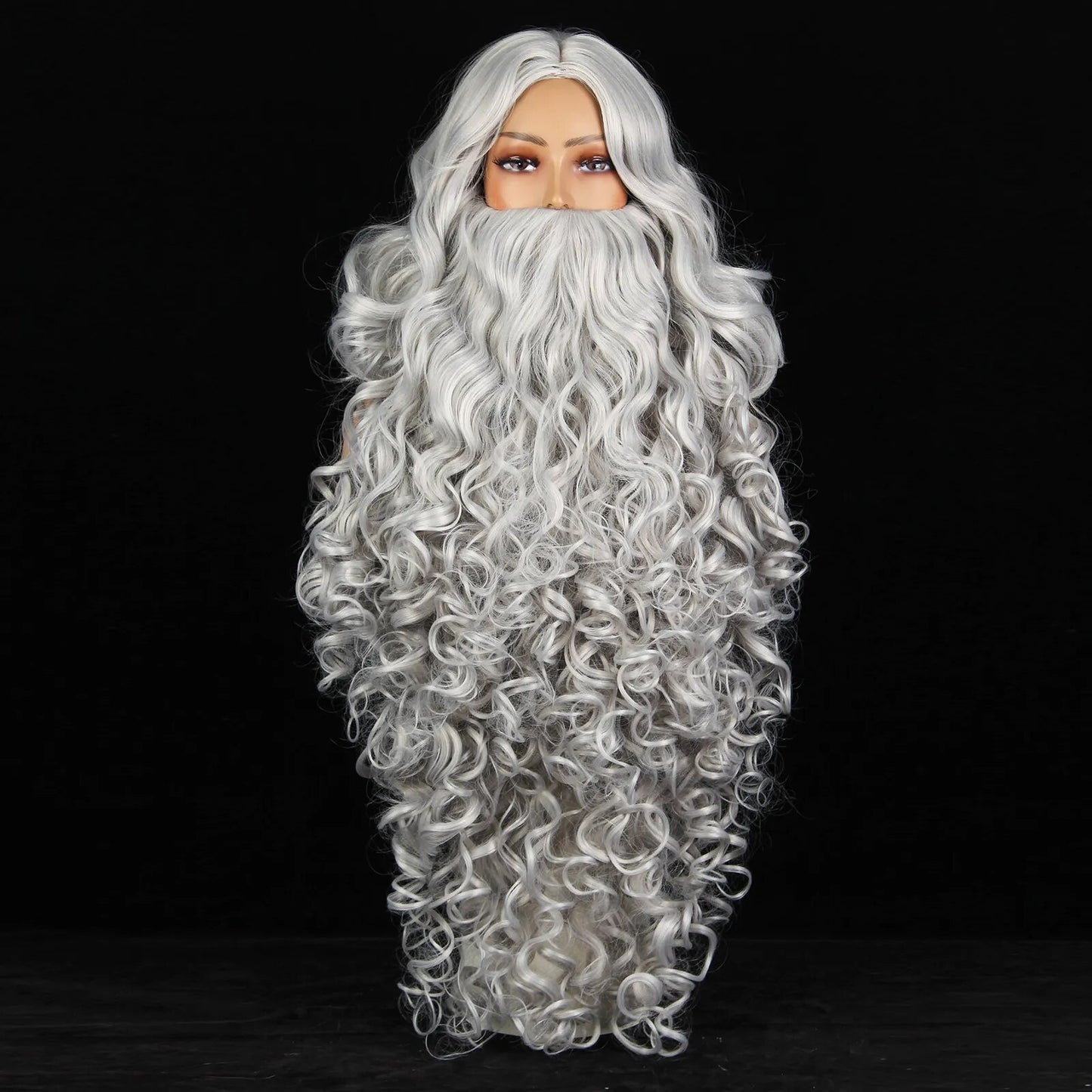 Christmas Cosplay Synthetic Wig Short Hair White/Grey Santa Claus Beard Unisex Men Women Party Dress Up Props Cosplay Accessorie