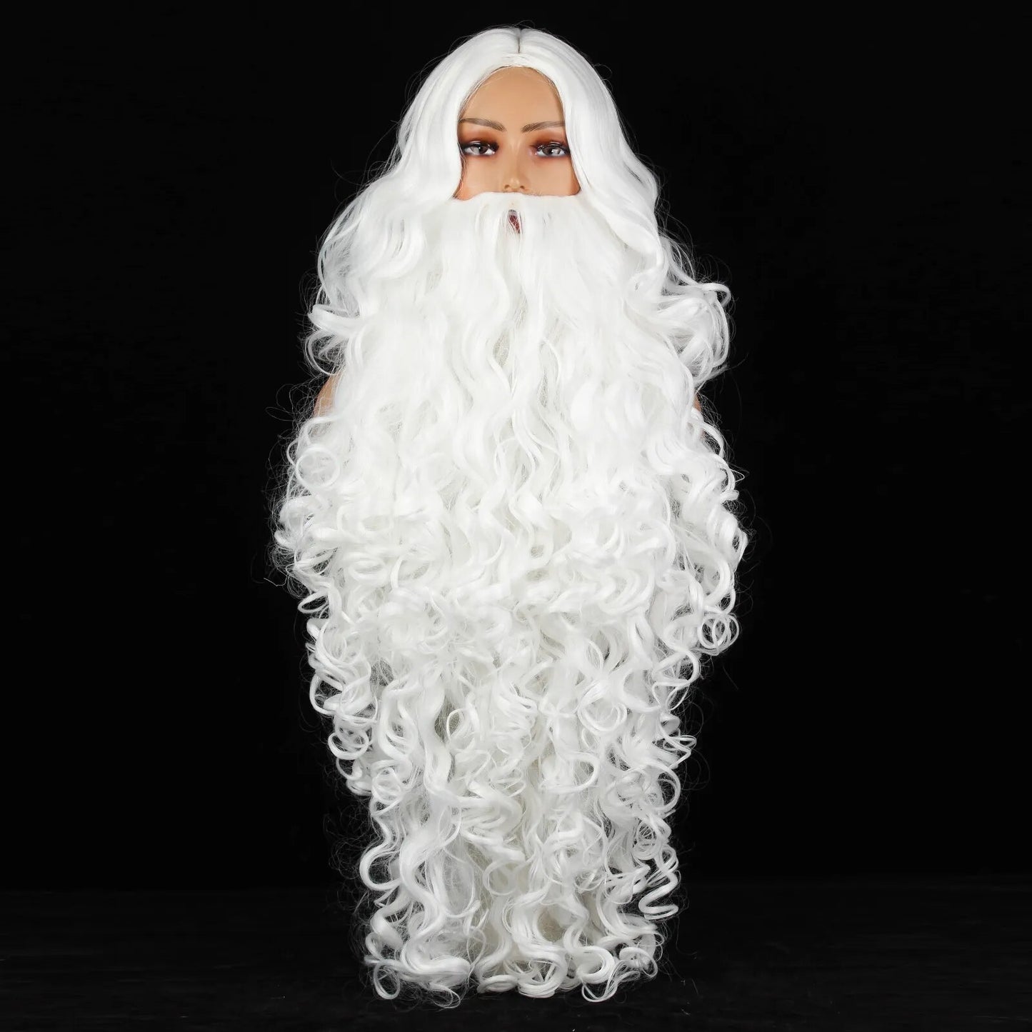 Christmas Cosplay Synthetic Wig Short Hair White/Grey Santa Claus Beard Unisex Men Women Party Dress Up Props Cosplay Accessorie