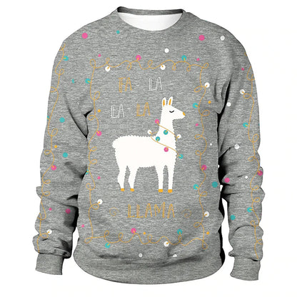 Christmas Pullovers Sweaters for Men Christmas Reindeer 3D Printed O-Neck Sweater Top Couple Clothing Holiday Women Sweatshirts