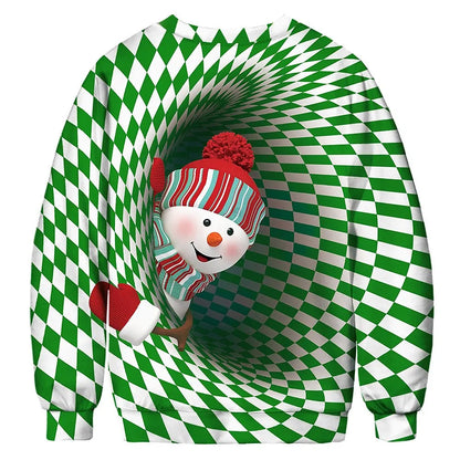 Christmas Pullovers Sweaters for Men Christmas Reindeer 3D Printed O-Neck Sweater Top Couple Clothing Holiday Women Sweatshirts