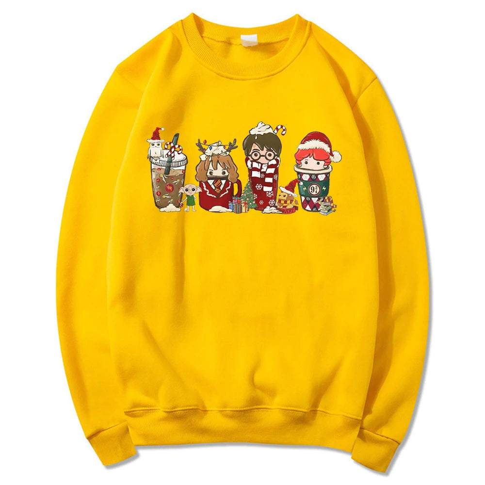 Christmas Sweatshirt Magical Wizard School Pullover Wizard Coffee Jumper Christmas Party Coffee Retro Crewneck Sweatshirts