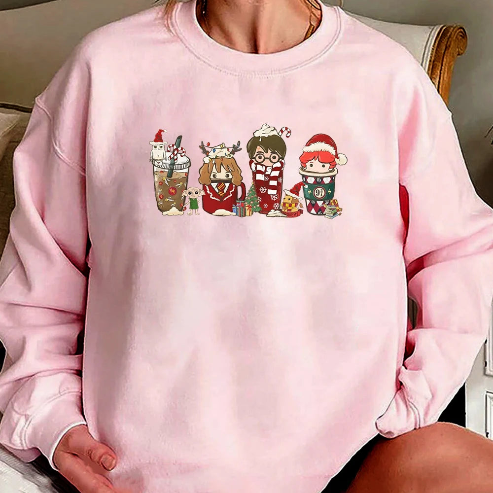 Christmas Sweatshirt Magical Wizard School Pullover Wizard Coffee Jumper Christmas Party Coffee Retro Crewneck Sweatshirts