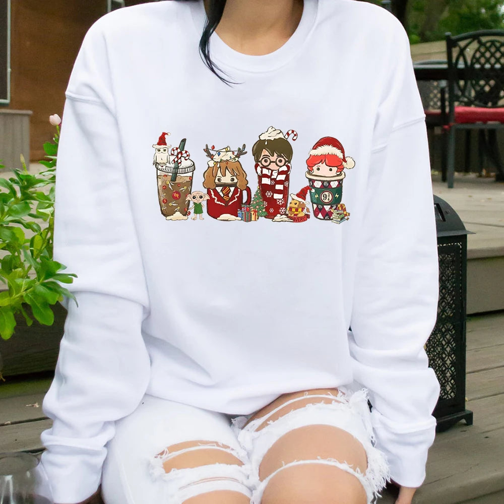 Christmas Sweatshirt Magical Wizard School Pullover Wizard Coffee Jumper Christmas Party Coffee Retro Crewneck Sweatshirts