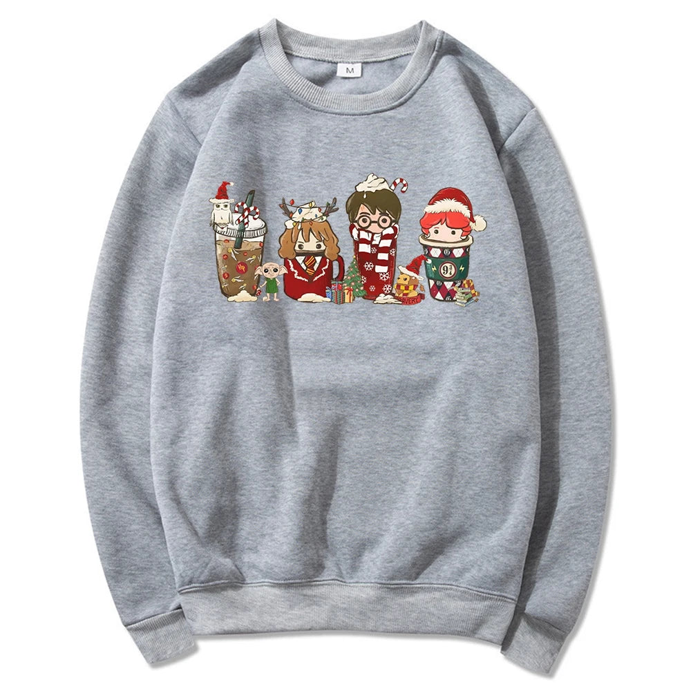 Christmas Sweatshirt Magical Wizard School Pullover Wizard Coffee Jumper Christmas Party Coffee Retro Crewneck Sweatshirts